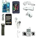 Premium 11-item all accessory essential bundle for Apple iPod Touch: BLACK Leather Case + BLACK Silicone Skin Case + Armband + Neck String + Foldable Speaker + USB WALL Charger + USB Car Charger + USB retractable data/charging cable + Stereo Headphone+ Screen Protector + Headphone Splitter