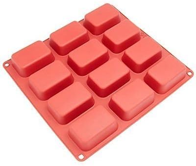Freshware-CB-105RD-12-Cavity-Petite-Silicone-Mold-for-Soap-Bread-Loaf-Muff