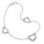 Three Heart Anklet in Sterling Silver 9" Long