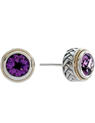 Balissima By Effy Collection Sterling Silver and 18k Yellow Gold Amethyst Earrings