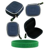 Dark Blue Ultra Slim Hard Shell Bluetooth Carrying Case for BlueAnt Z9 Z9i X3 V1 V12 + Bonus Young Micro - Live Green WristBand