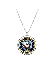 Necklace Circle Charm US Navy Mom Bald Eagle Anchor and Ship
