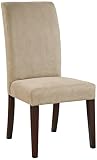 Powell Beige Straight Back Parsons Chair with Merlot Legs, 19-1/2 Seat Height, 1-Pack