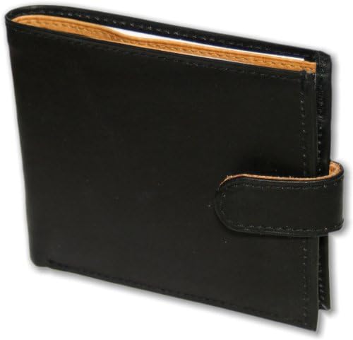 Mens Genuine Cow Hide Leather Two Tone Wallet by Ashford Ridge Black/Tan