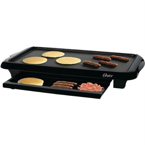 Oster CKSTGRFM-1018 10-Inch by 18-1/2-Inch Griddle with Warming Tray, Black