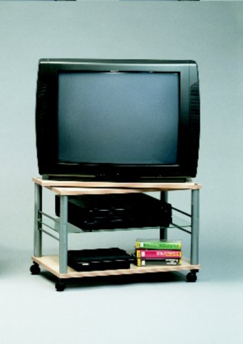 Home Improvement Schulte 2724 TV-Wagen, 3 Wendeb�den, H 46 x B 67.4 x T 38 cm, Pfosten aus Kunststoff, 1 Glasplatte, Dekor buche / ahorn hell