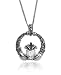 Sterling Silver Marcasite Claddagh w/ Cubic Zirconia Accent Pendant