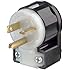 Leviton 5366-CA 20 Amp, 125 Volt, Straight Blade, Plug, Industrial Grade, Grounding, Angle, Black-White