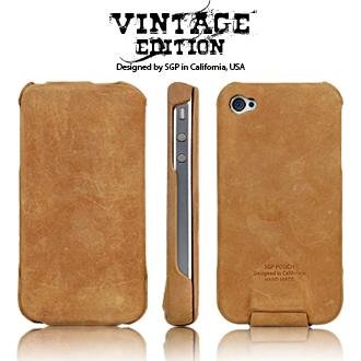 SGP iPhone 4 Leather Case Vintage Edition Series [Brown Flat]