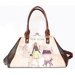 Nicole Lee Brown Leather Handbag Retro Satchel NY