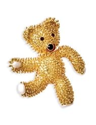 Teddy Bear Brooch Pin with Swarovski Crystals