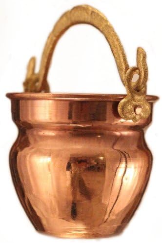 Dago's Copper Designs MP-101-SB 4-Piece Mini Pails Belly Shiny with Pivoting Brass Handle Plant Cage, 2-1/2-Inch by 2-1/2-Inch