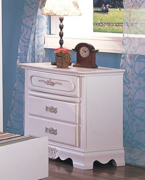 Nightstand with Floral Painted in Antique White Finish Nightstand with Floral Painted in Antique White Finish