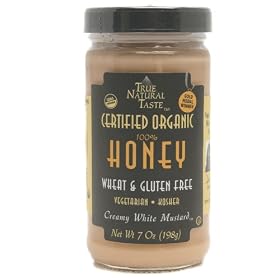 100% Honey Organic Creamy White Mustard - 12 Pack Case - (12 - 7 Oz Jars = 84 Ozs.) by True Natural Taste