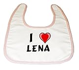 Baby Bib with I Love Lena (first name/surname/nickname) by Shopzeus