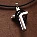 J1020 Strong and Distinctive: Designer Style Jewelry Silver Cross Stainless Steel Men's Pendant Black Ring Necklace for Men Chain w/ Leather Presentation Box