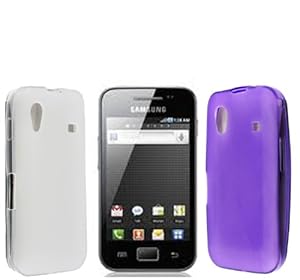 A PACK OF CLEAR + PURPLE COLOUR GEL PROTECTION CASE COVER FOR SAMSUNG GALAXY ACE S5830