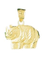 Dazzlers Solid 14k Gold Rhino Charm Pendant Available in three colors from jewelsberry (weights: 1.9 grams only)