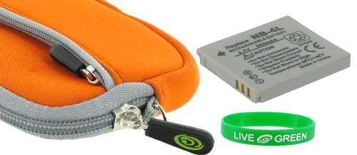 2n1 Neoprene (Orange) Sleeve Case and EN-EL12 Battery for Nikon Coolpix S8000 14 MP Digital Camera Silver