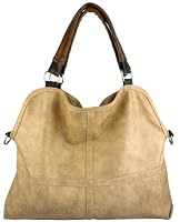 Everyday Free Style Beige Tan Soft Embossed Ostrich Double Handle Oversized Hobo Satchel Purse Handbag Tote Bag
