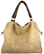 Everyday Free Style Beige Tan Soft Embossed Ostrich Double Handle Oversized Hobo Satchel Purse Handbag Tote Bag