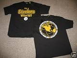 It's A Steelers World T-Shirt Size Large Back Says Here We Go Steelers in 4 Languages
