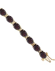 10K Yellow Gold Natural Garnet Oval Tennis Bracelet 5x7 mm stones, 7 inches