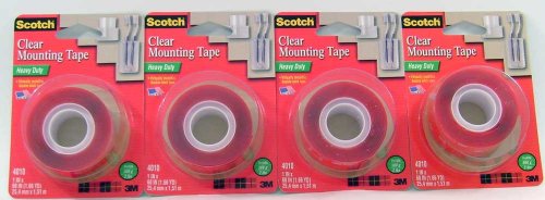 Scotch 3m Heavy Duty Clear Mounting Tape #4010 1x60 Roll 4 Pack FREE SHIPPING