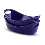 Rachael Ray Bubble and Brown 12-Ounce Stoneware Personal Au Gratin Dish, Set of 2, Blue