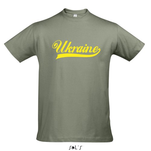 T-Shirt Ukraine Oldschool LÄNDERSHIRT EM / WM FAN Trikot S-XXL , Khaki – gelb , S