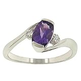 Amethyst Ring with 2 Round prong Set Diamonds .02cttw