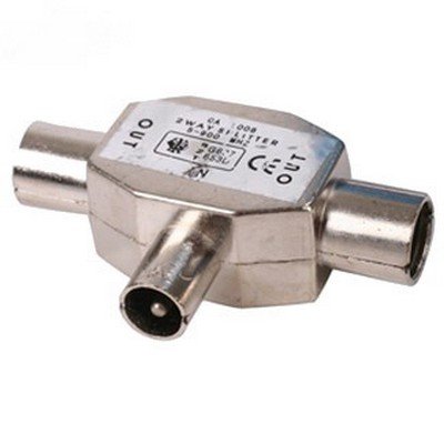 2 WAY TV AERIAL SPLITTER MALE TO FEMALE