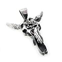 Bison or Buffalo Skull and Pentacle Native American Indian Sterling Silver Pendant
