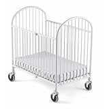 Foundations Pinnacle Folding Compact Steel Crib with Foam Mattress, White