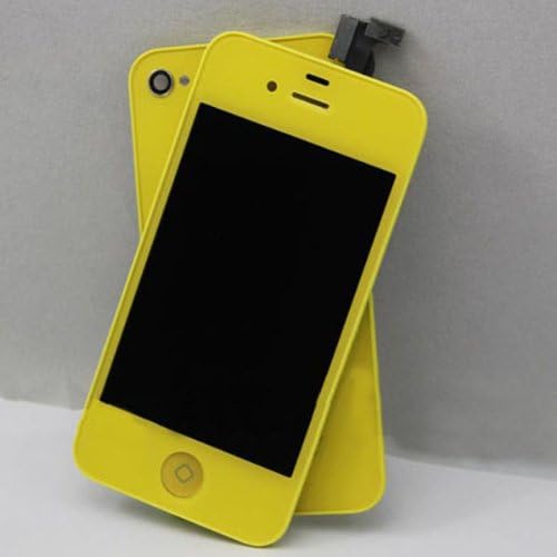 Nangao Electroplate Mirror Colors for Iphone4s LCD Display Touch Screen Glass Digitizer Assembly Replacement with Cover Frame (yellow)