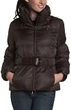 Kenneth Cole Reaction Women's Matte Satin Belted Down Jacket With Cinching Box Detail And Rouged Funnel Collar