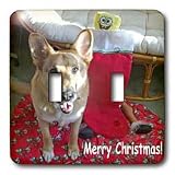 Sandy Mertens Christmas Dog Designs - Christmas German Shepherd - Light Switch Covers - double toggle switch ~ 3dRose