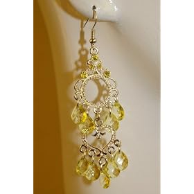 Saka's Silver Toned Acrylic Beads Chandelier Earrings