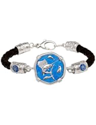 Guy Harvey Blue Enamel Sailfish Leather Bracelet