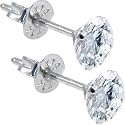 14KT White Gold .23 Carat Cubic Zirconia SOLITAIRE Stud Earrings