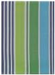 Durable Flat Weave 100% Cotton Colorful Green and Blue Striped Dishtowel 18" X 28" Set / 6