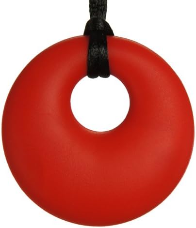 Teething Necklace Jewelry - Organic BPA Free Silicone Teether Ring Pendant Toys for Nursing Moms - Chic - Red