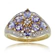 Tanzanite and Diamond Flower Cocktail Ring in 14 Karat Yellow Gold