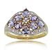 Tanzanite and Diamond Flower Cocktail Ring in 14 Karat Yellow Gold