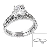 Ladies Beautiful 9 Stone Cubic Zirconia CZ Wedding Band Fashion Ring Set in 925 Sterling Silver Comes Gift Boxed, 9