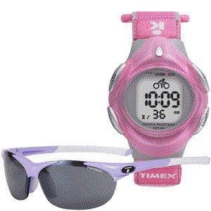 Tifosi Kids Wisp Bundle w/Kids Wisp Sunglasses - Purple & Timex Iron Kids Digital Watch - Pink/Silver