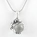 Three Dimensional Double Frog Pendant in Sterling Silver with Quartz Crystal Stone on an 18" Sterling and Rhodium Snake Chain, #8707