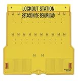 Master Lock 1484BES 22 High X 22 Wide X 1-3/4 Deep, Spanish/English, Unfilled Lockout Station, 20 Padlock Station With Cover