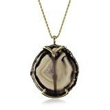 Kenneth Jay Lane Polished Gold and Brown Stone Pend