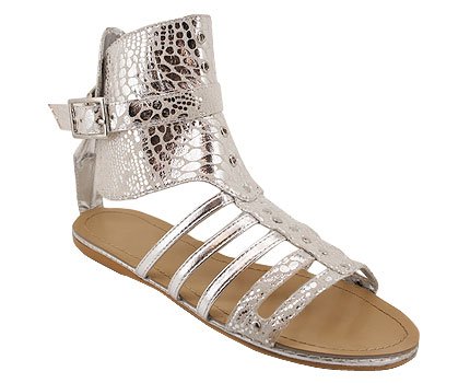 STRAPPY STUDDED SNAKE ANKLE CUFF SANDAL